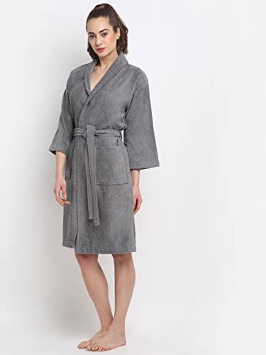 Image of CREEVA Luxury 100% Cotton Bathrobe for Men & Women | Super Soft Velour | Shawl Collar | Highly Absorbent | Ideal for Spa, Shower, Gym, Travel & Gifting