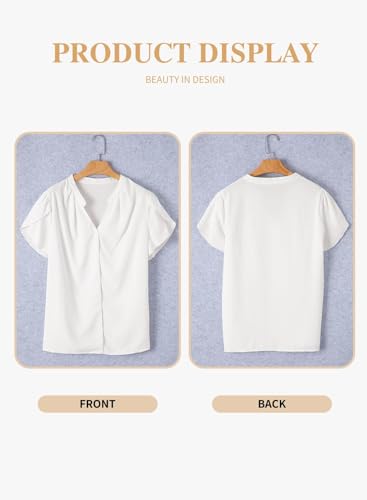 Eytino Women Plus Size Shirts Summer V Neck Petal Sleeve Business Work Dressy Blouse Tops(1X-5X)4