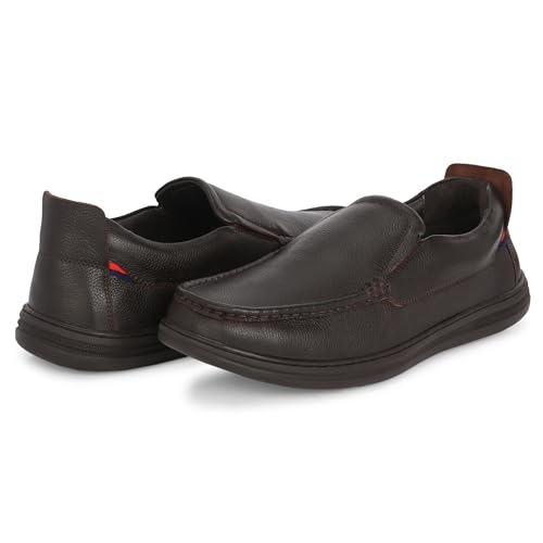 Image of Blue Leather by Centrino Genuine Leather Slip-On Men's Formal Shoe |Stylish with Soft Cushioned Insole |Trendy Non Lace-Up Design |Durable Leather with Anti-Skid Sole | Perfect for Formal Wear (3998)