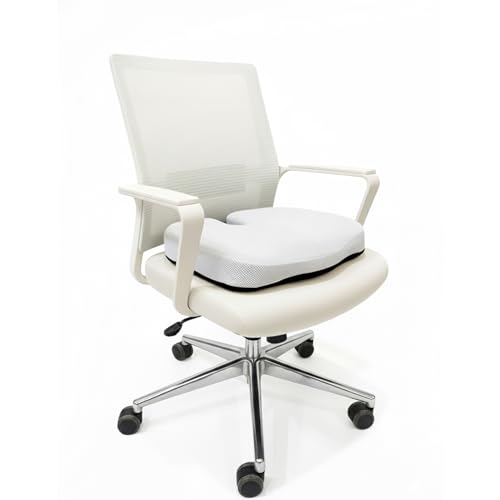 Image of Billebon Orthopedic Coccyx Seat Cushion for Tailbone & Sciatica Pain Relief| High-Density Memory Foam Chair Cushion for Hip & Lower Back Support| Ergonomic for Office| Car & Home - White