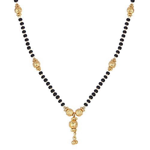 Zeneme Jewellery One Gram Gold Plated Combo of 4 Mangalsutra Necklace Pendant Tanmaniya Nallapusalu Black Bead Chain For Women and Girls
