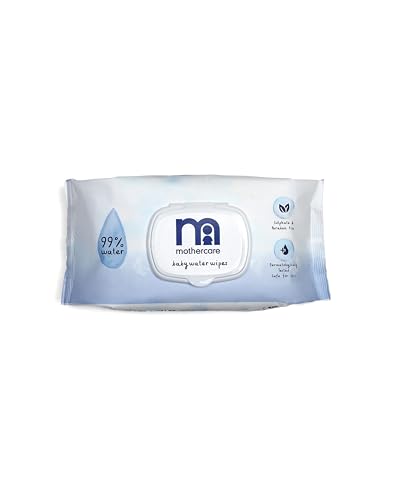 Image of Mothercare 99% Water Baby Wipes | Fragrance-Free & Dermatologically Tested | Soft, Thick & Gentle for Newborn Skin | 80 Wipes - Pack of 1