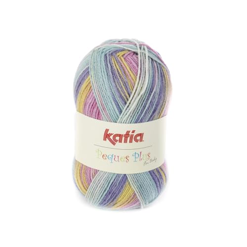 Katia Peques Plus – Color: Verdes/Lilas/Chicle (65) – 50 g/aprox. 232 m de lana.