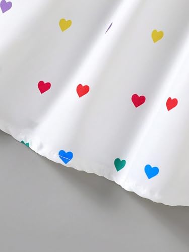 Girls Summer Halter Dress with Polo Collar – Sleeveless Rainbow Heart Print Backless Sundress, Ages 4–7, White Casual Outfit4