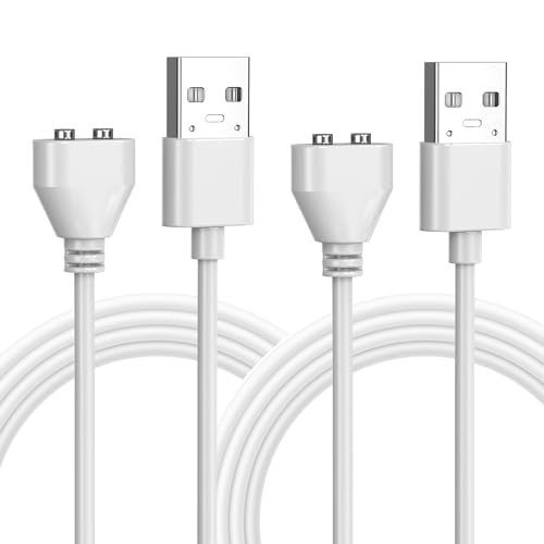 Magnetic Charger for Massager, 2 PCS Magnetic USB DC Charger Cable 2 PIN Replacement Charging Cord For Wireless Massager Electric Toothbrush Smart Watch (9 mm/0.35 in)