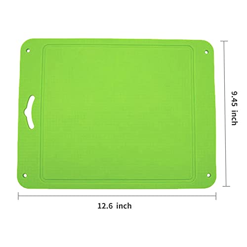Kingneed Silicone Chopping Mat Flexible Thick Cutting Board Food Grade Material Odorless Two Sided Non-Slipping 0.15 Inch Thickness, 12.6 X 9.6 Inch For Kitchen (Fluorescent Green) #TOP1