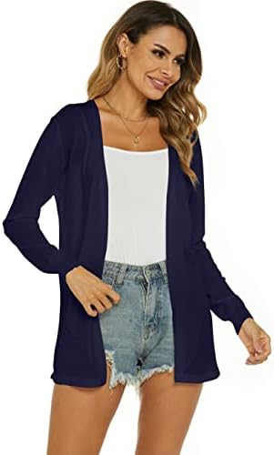 Ietaoo Damen Strickjacke Sommer Cardigan Elegant Lang Jacke Leichte Langarm Offene Strickjacke Sommerjacke