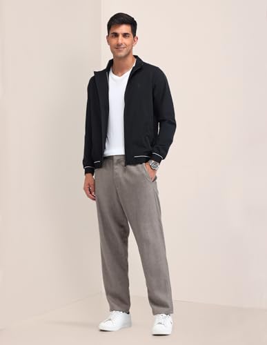 Image of U.S. POLO ASSN. Men's Black Color-Block High neck Long Sleeve Casual Polyester Regular Fit Jacket