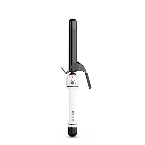 HOT TOOLS Pro Artist Nano Ceramic 1 Inch Curling Iron, Dual Voltage Curling Wand, For Bouncy Curls, Black/White