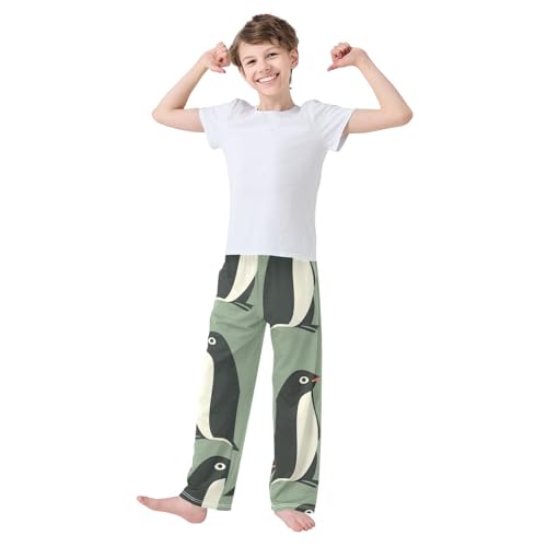 ZZXXB Cute Penguin Boys Long Pants Soft Trousers Elastic Waist Kids Lounge Bottoms with Pockets S-XL2