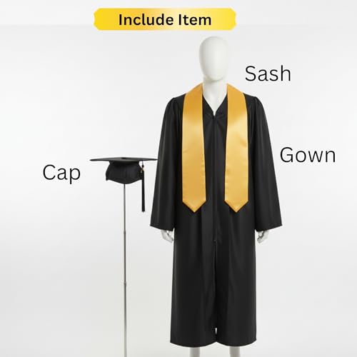 Image of Sarvda Adult Graduation Gown Set with Cap and Sash, Convocation Dress for Boys and Girls, School Ceremony, Fancy Dress(Adult 18-25 years) Free Size