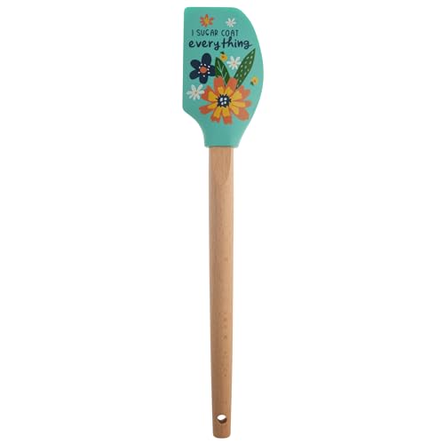 Karma, Silicone Spatula with Wood Handle Heat Resistant, Baking, cooking and Mixing Spatulas, Modern Farmhouse Kitchen Décor, Gift for Chef, Cooks, Housewarming Gift, Shelly Floral