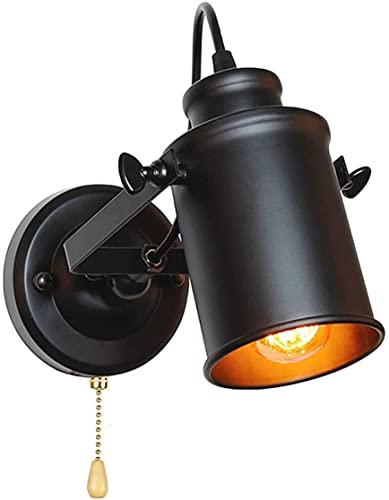 Aplique de pared industrial con acabado negro mate y casquillo E27
