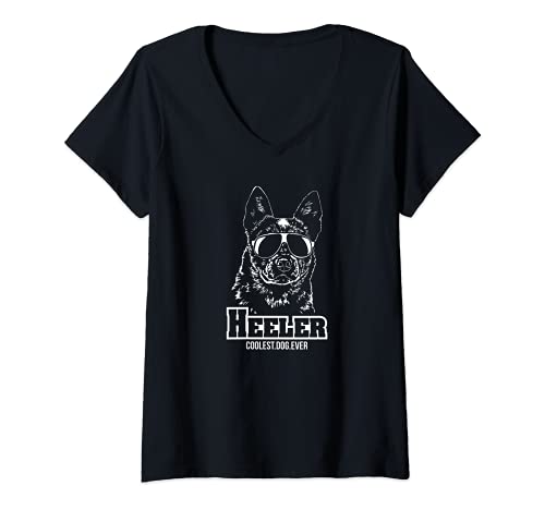 Womens Funny Blue Heeler Cattle Dog coolest dog ever dog saying V-Neck T-Shirt, Black