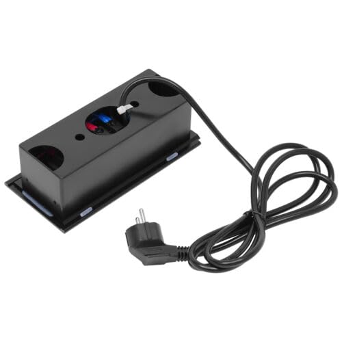 Online - Presa da incasso da tavolo, da cucina, a scomparsa, in lega di alluminio, nero, 3 x 110-240 V, 50/60 Hz, 10 A, colore: Nero
