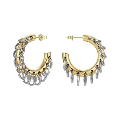 Chunky Gold Hoop Earrings Statement 18K Gold Plated C Hoop Earrings Stainless Steel Thick Hypoallergenic Hoops Earrings for Women (Gold) Cover