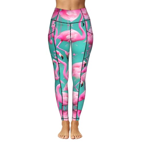 Leggings de flamencos mujer pantalones elásticos entrenamiento bolsillos 2