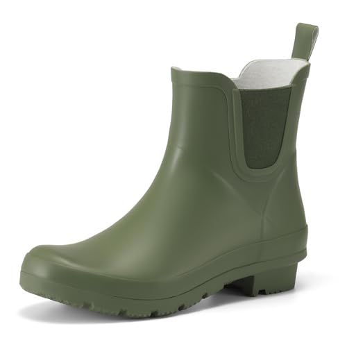 HISEA Short Rain Boots for Women Waterproof, Women's Ankle Rubber Boot for Garden Farm Lightweight Fashion