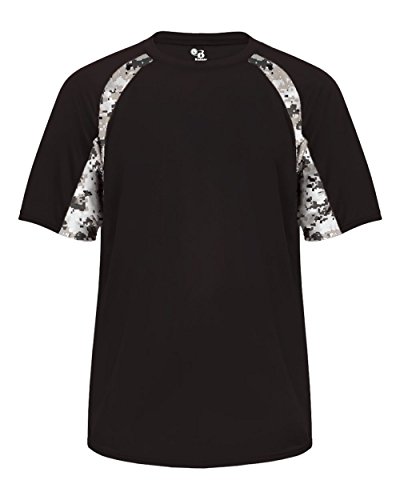 Badger Sport Black/White Digi-Camo Youth XL Short Sleeve