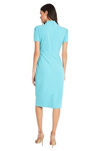 Image of Maggy London Womens Midi Short Sleeve Sheath with Neck Tie Career Office Work WearCocktail Dress