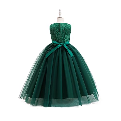 Glamulice Dark Green Flower Girl Dress Prom Wedding Bridesmaid Lace Dresses Elegant Birthday Pageant Party Gown Event Holiday Evening Formal Princess Dance Ball Gown Christmas Green Emerald Ceremony 8