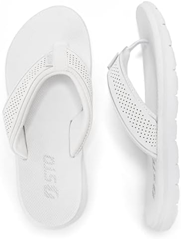 STQ Women's Sandals Memory-foam Flip Flops Soft Shock Absorption Non Skid for Walking White 11