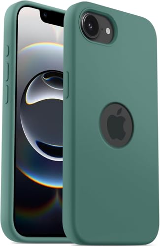 Image of Elzzi Microfiber Logo Cut Cover Compatible for iPhone 16e /17e Case Liquid Silicone Cases Full Body 4 Layer Protective Covers Shockproof Back Cover with High Raised Camera Lips (6.1 inch, Pine Green)