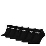 PUMA 6 Pairs Unisex Sneaker Trainer Sports Socks Black 12-14 (47-49)