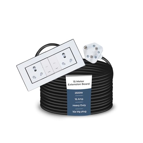 Image of Extension Board Heavy Duty Multi Socket 15A /16A /20 (2500 Watts 16A Big Plug and Two 16A Socket and Two 20A Switch, 15 Meter)