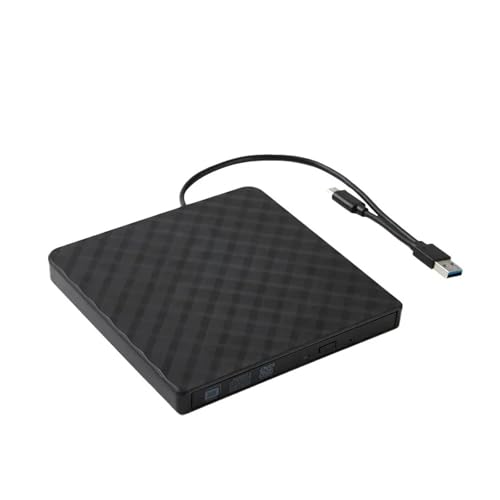 TIEOAXFT External CD DVD Optical Drives USB 3.0 Type C 2-in-1 Slim Protectable CD-RW Drive DVD-ROM Burner Player for Laptop Desktop