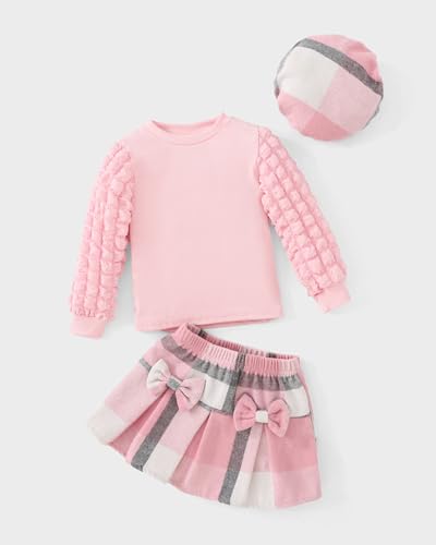 Image of Toddler Girl Clothes Outfit Shirt Top Plaid Mini Skirt Outfits Set Little Girl Dresses Kids Clothes for Girls 18M-8T