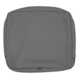 Classic Accessories Montlake Water-Resistant 19 x 20 x 4 Inch Outdoor Back Cushion Slip Cover, Patio Furniture Cushion Cover, Light Charcoal Grey, Patio Furniture Cushion Covers