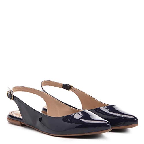 Sapatilha Drezzup Chanel Verniz Feminina - Marinho - 34