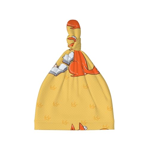 Baby Beanie Sunflower Seeds and Foxes Knotted Hat - Soft, Warm, Comfortable, Headwear for Newborns, 0-6 Months Black