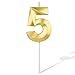 LUTER 7cm Or Bougies Chiffres, Grande Taille Joyeux D'anniversaire Chiffre Bougie, Gâteau Chiffre Bougie Décoration Topper pour Fête Anniversaire Enfants Adultes (Numéro 5)