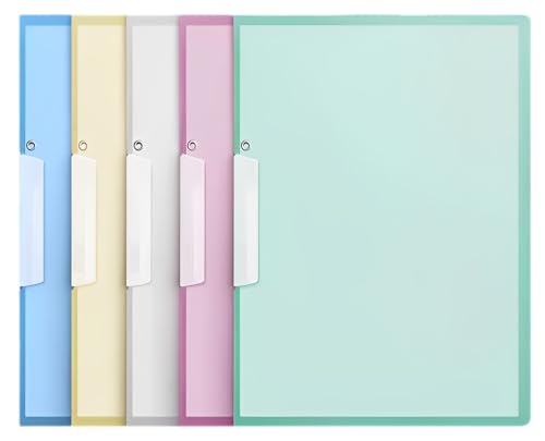 HiLiBoom フォルダー 5個セット A4 クリップ式 クリアファイルホルダー 回転式フォルダー 防水 クリアポケット 個別色紙ホルダー スライドファイル 厚手 PP 素材 大容量 1-60枚収納可能 医療費 領収書 プリント用 書類整理 資料収納保護