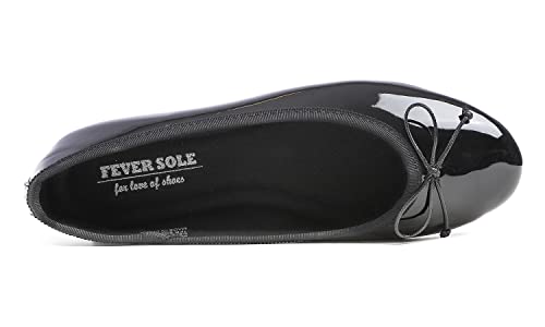 Feversole Women's Macaroon Colorful Memory Foam Cushion Insock Patent Ballet Flat Black Size 8.5 M Us #TOP3