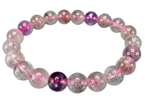 [石街] スーパーセブン 約9mm ブレスレット 透明度有り 高級天然石 (約9mm玉 約149mm内周)