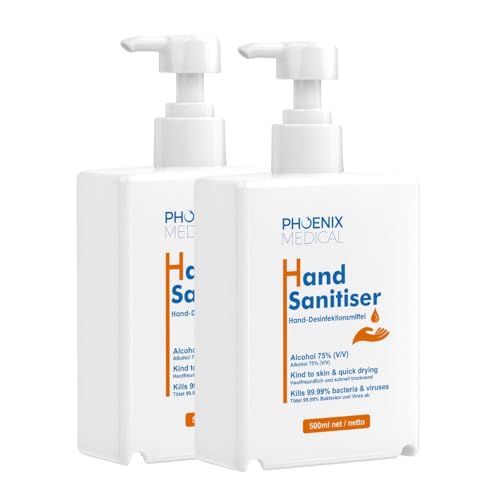 Image of 75% Alcohol Hand Sanitiser Gel | 500ml | Pump Dispenser | Kills 99.99% Bacteria - 2 Bottles