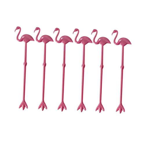 Cabilock Cocktail Stirrer Pack 12 Flamingo Swizzle Sticks Sturdy Stirring Rod for Hawaiian Theme Events