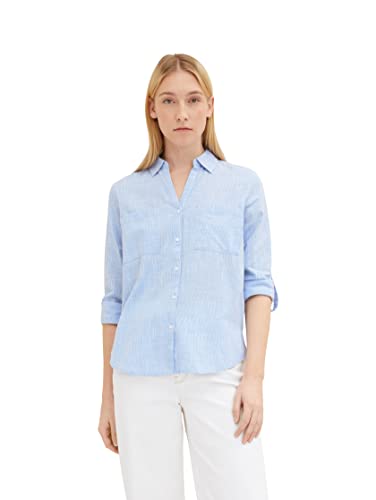 TOM TAILOR Damen Plussize Hemdbluse mit Brusttaschen, 22758 - Dreamy Blue, 46 3