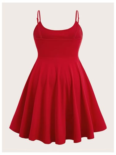 Image of WDIRARA Women's Plus Size Spaghetti Strap Sleeveless Flared Hem A Line Cami Dress