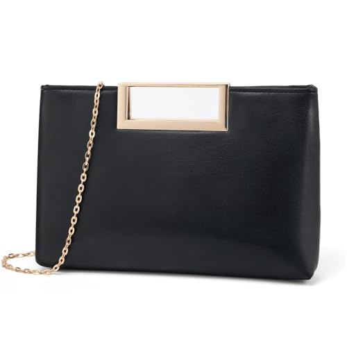 Image of DETARA Clutch Purses for Women Cut Out Handle Clutch PU Leather Evening Bag Elegant Purse for Women Formal Wedding Party