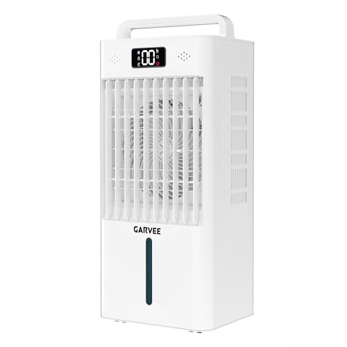 Image of Garvee Evaporative Air Cooler, 10L (2.6Gal) Portable Cooler Fan with TOUCH SCREEN & Remote Control, 3 Speeds & 3 Modes, LED Display, Ice Packs & Casters Included, for Bedroom, Office, Home