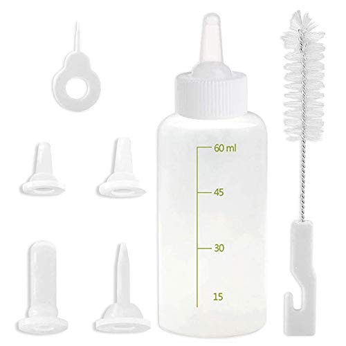 PetGens - Botellas de alimentación para cachorros, botella de leche para perros, botella de leche para gatos, con 4 pezones de repuesto y 1 cepillo para pezones