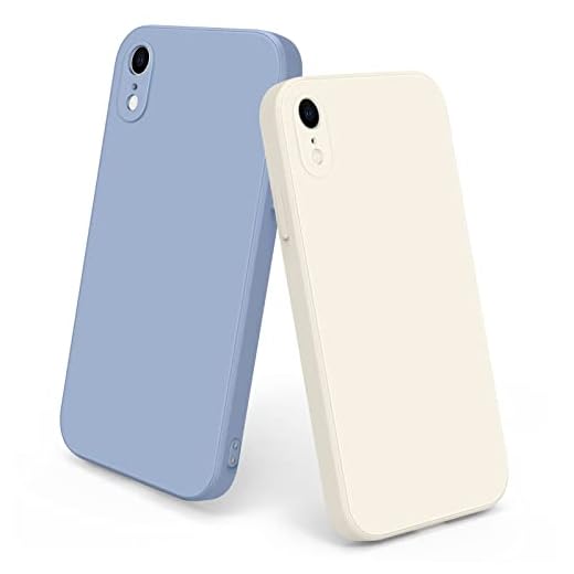 Yisica 2 Piezas Funda para iPhone XR, Funda de Silicona con Diseño Especial de Borde Recto, Protección Completa para iPhone XR, Lavanda Gris/Blanco