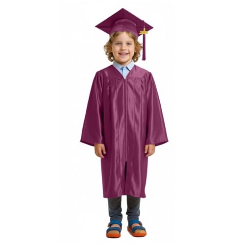 Image of Shiny Preschool Kindergarten Graduation Cap Gown Set for Kids With 2026 2025 Tassel Charm