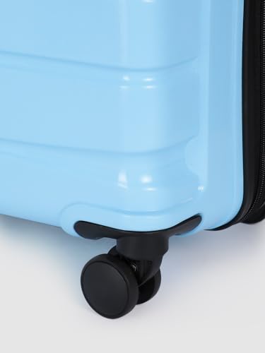 Image of TEAKWOOD LEATHERS Unisex 8 Wheels Trolley Bag, Hard Cabin with Zipper Closure, Adjustable Push Button & Cross Side Strap, Lock System 360 Degree (65 CM, Sky Blue)