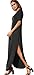 GRECERELLE Women's Maxi Dress Summer Casual Loose Side Split Short Sleeve V Neck Long Dresses with Pockets, Dark Gray, Medium