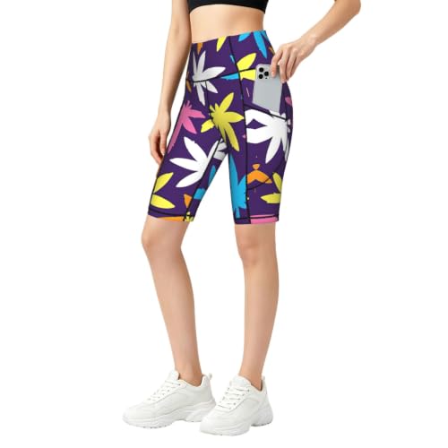 Short de sport taille haute femme avec poches leggings d'entraînement